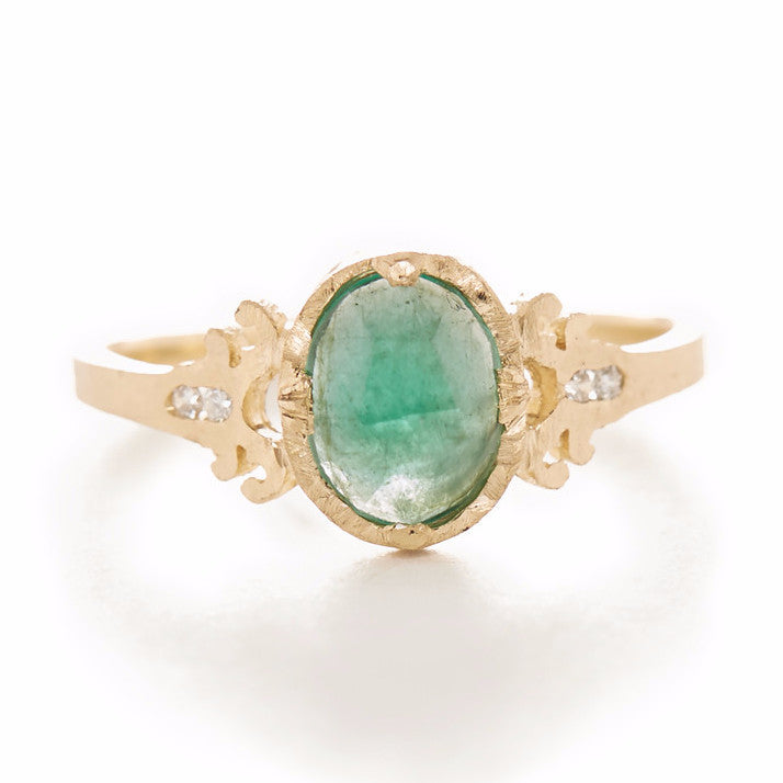Vintage Wedding Ring Set, Oval Emerald Ring Rose Gold Promise Antique Emerald  Ring | Benati